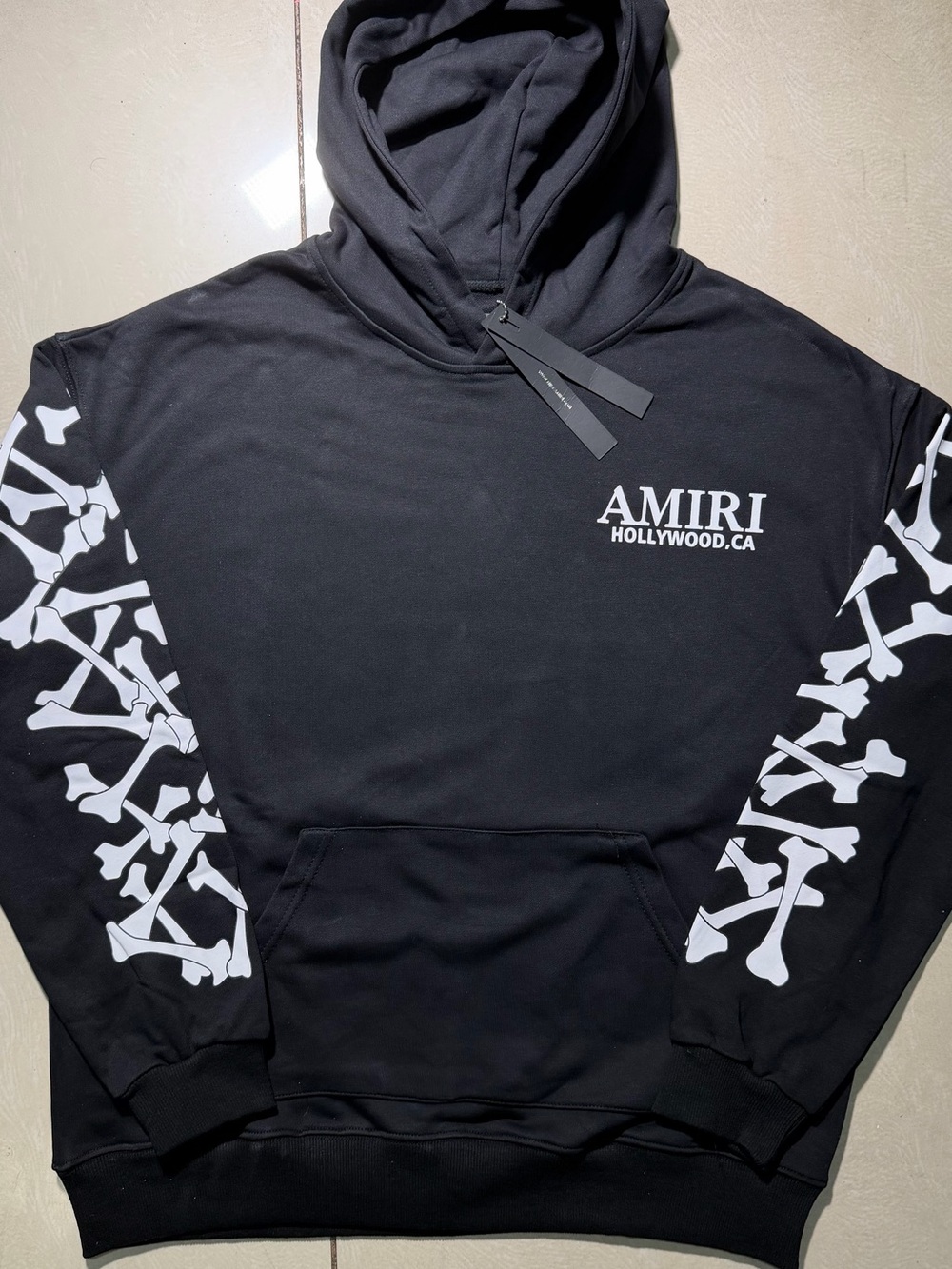 Miri Black Logo & Bone-Print Hoodie